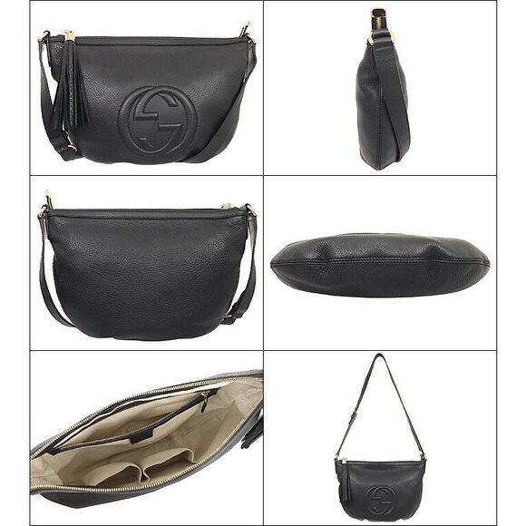 Gucci Soho GG Logo Leather Shoulder Bag Black Crossbody - Picture 2 of 3